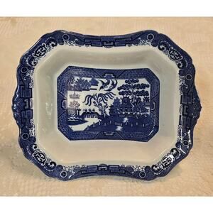Antique Allertons Ltd. England Blue Willow Retangle Serving Bowl